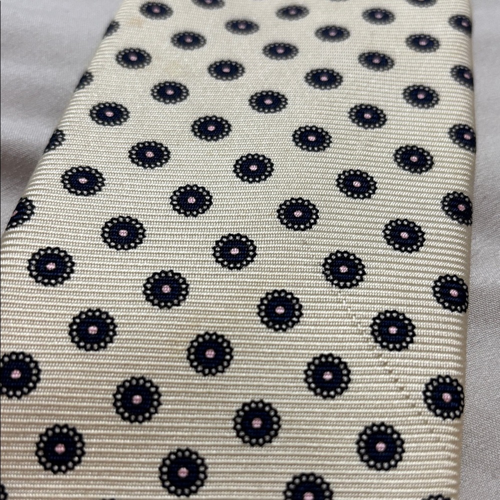 Polka Dot Silk Tie - Cream and Black - Picture 6 of 7